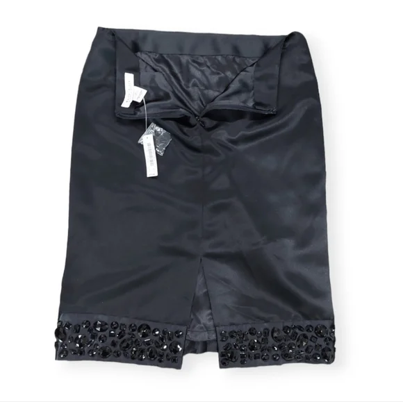 White House Black Market Cocktail Rhinestone Pencil Skirt Sz 0 Designer Fit - Picture 8 of 9